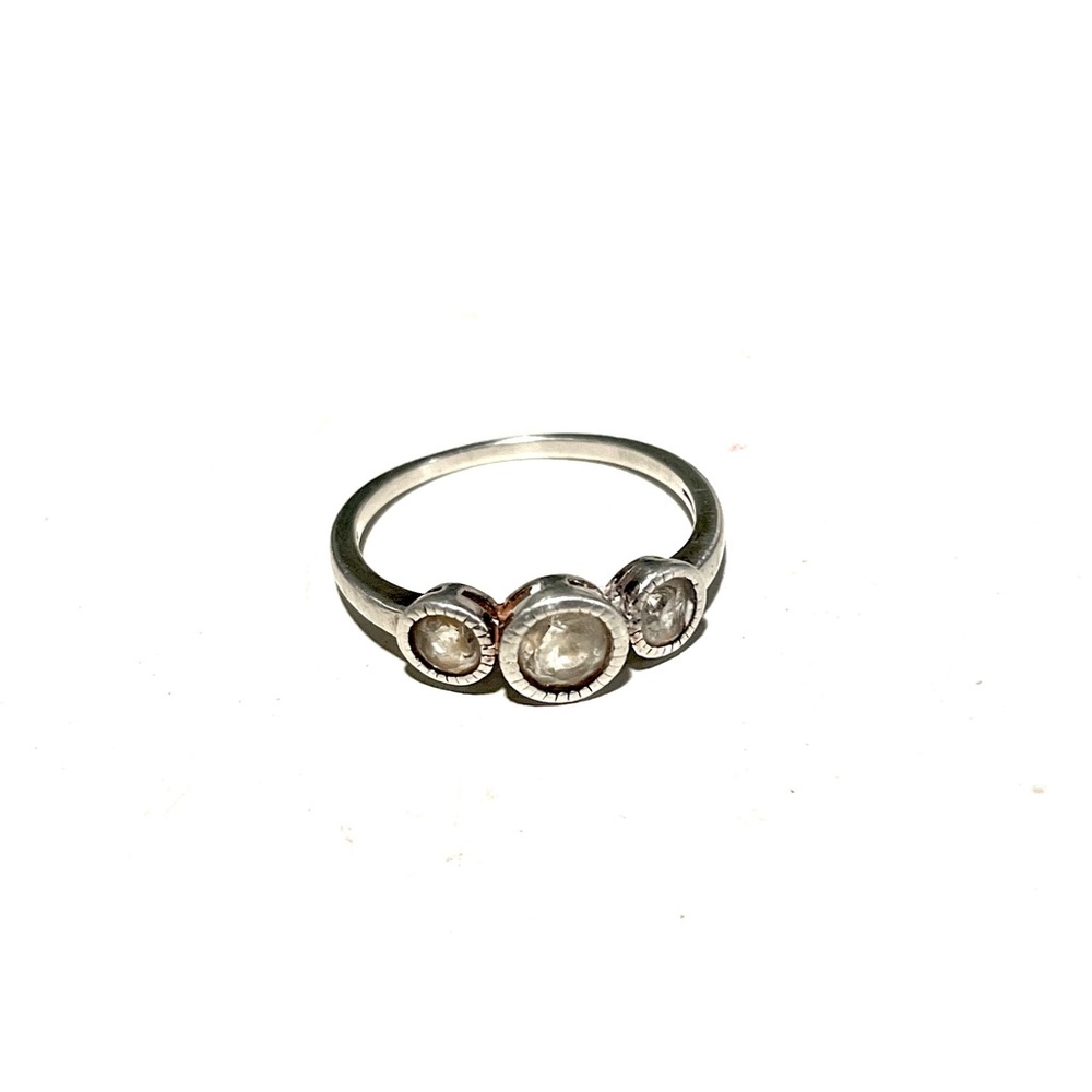 925 Silver Triple Stone Ring Size 6.75